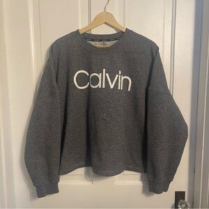 Calvin Klein Cropped Crewneck Sweatshirt Grey Size XXL